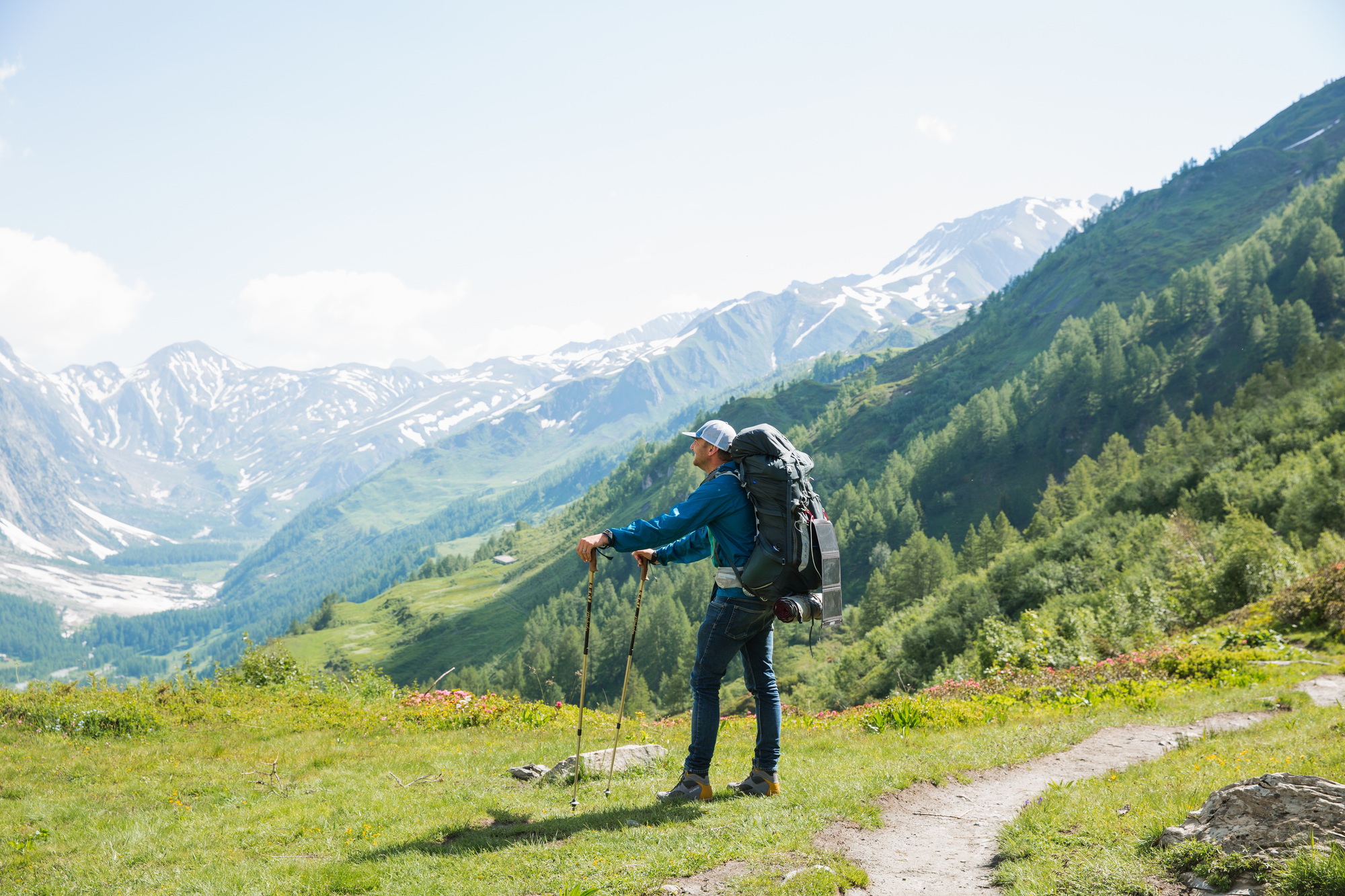 A backpacker along the Tour du Mont Blanc