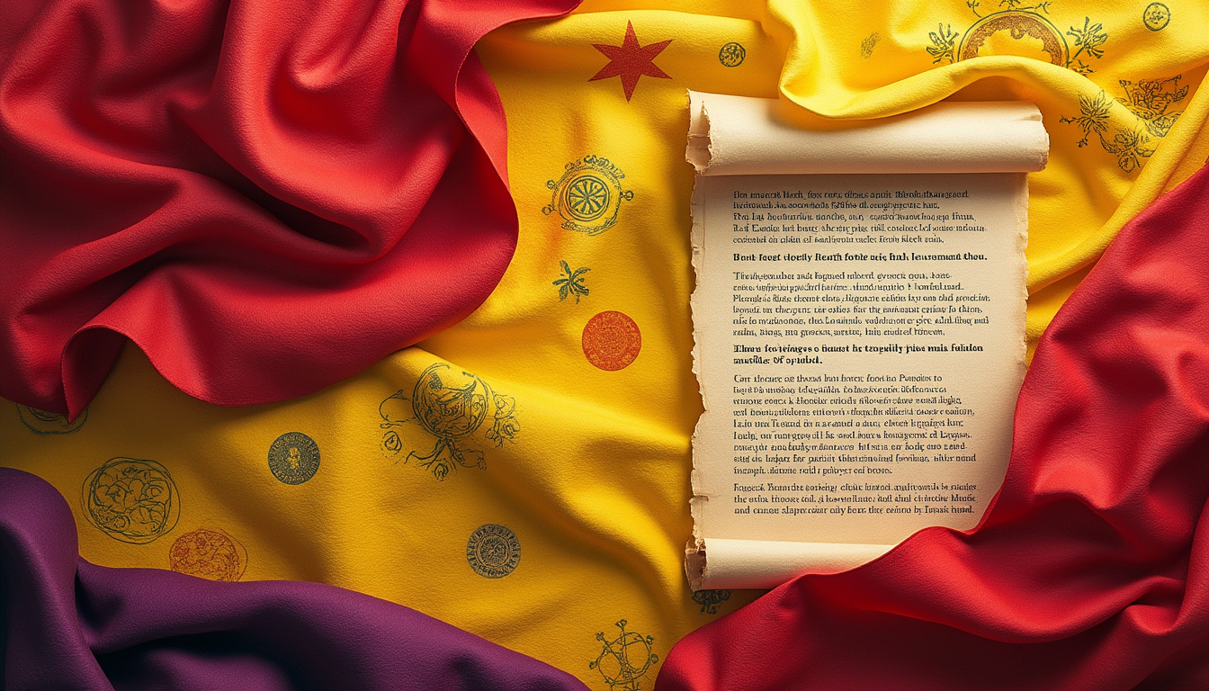 découvrez la symbolique et l'influence du drapeau rouge, jaune et violet espagnol dans l'art et la littérature. explorez son histoire, ses représentations et son impact culturel à travers des œuvres majeures.