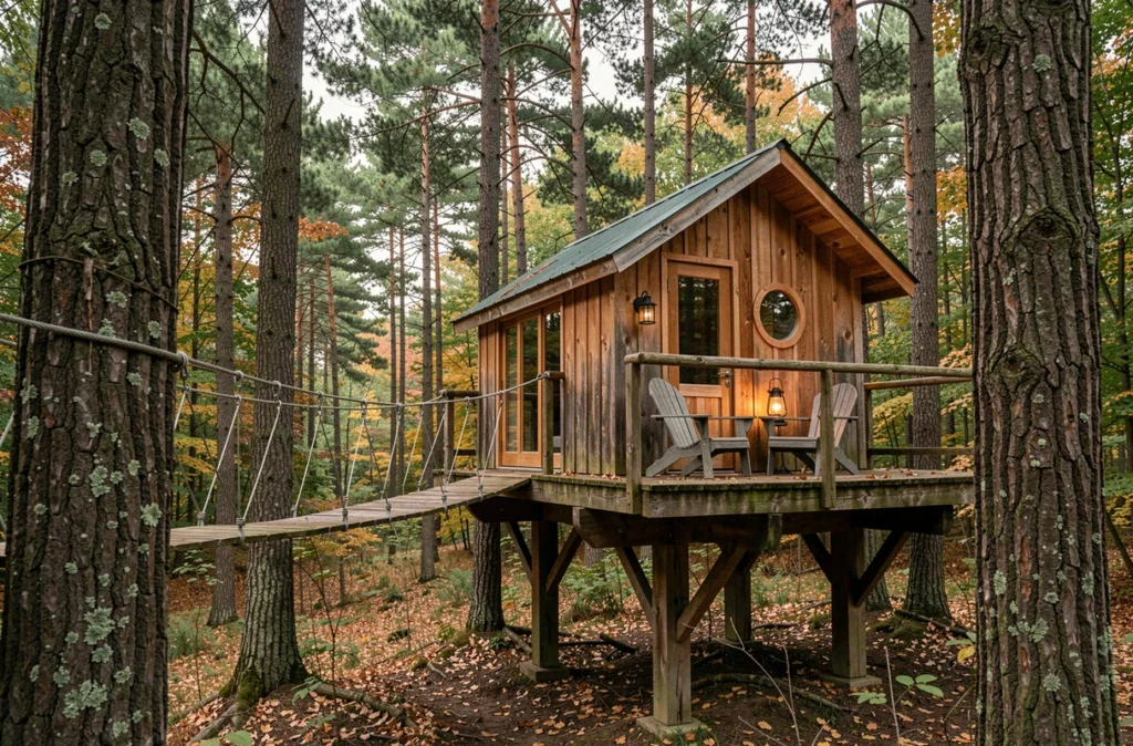 Les Cabanes de Rambouillet, hébergement insolite perché dans les arbres de la forêt de Rambouillet avec terrasse en bois
